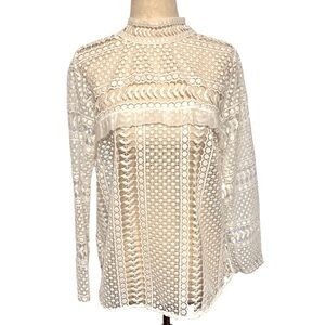 Self-Portrait White Lace Long Sleeved Top